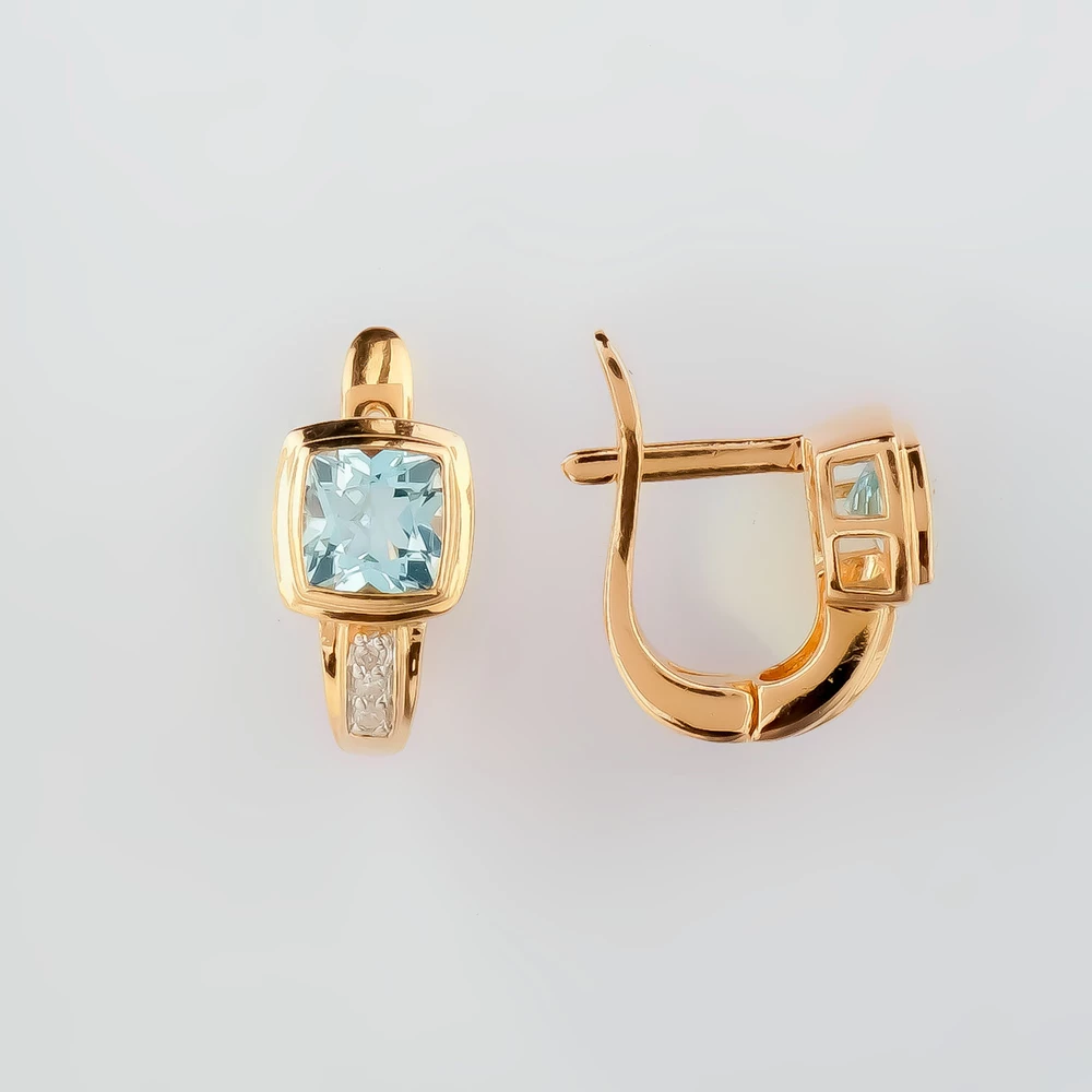 Серьги с топазом из красного золота 585 пробы