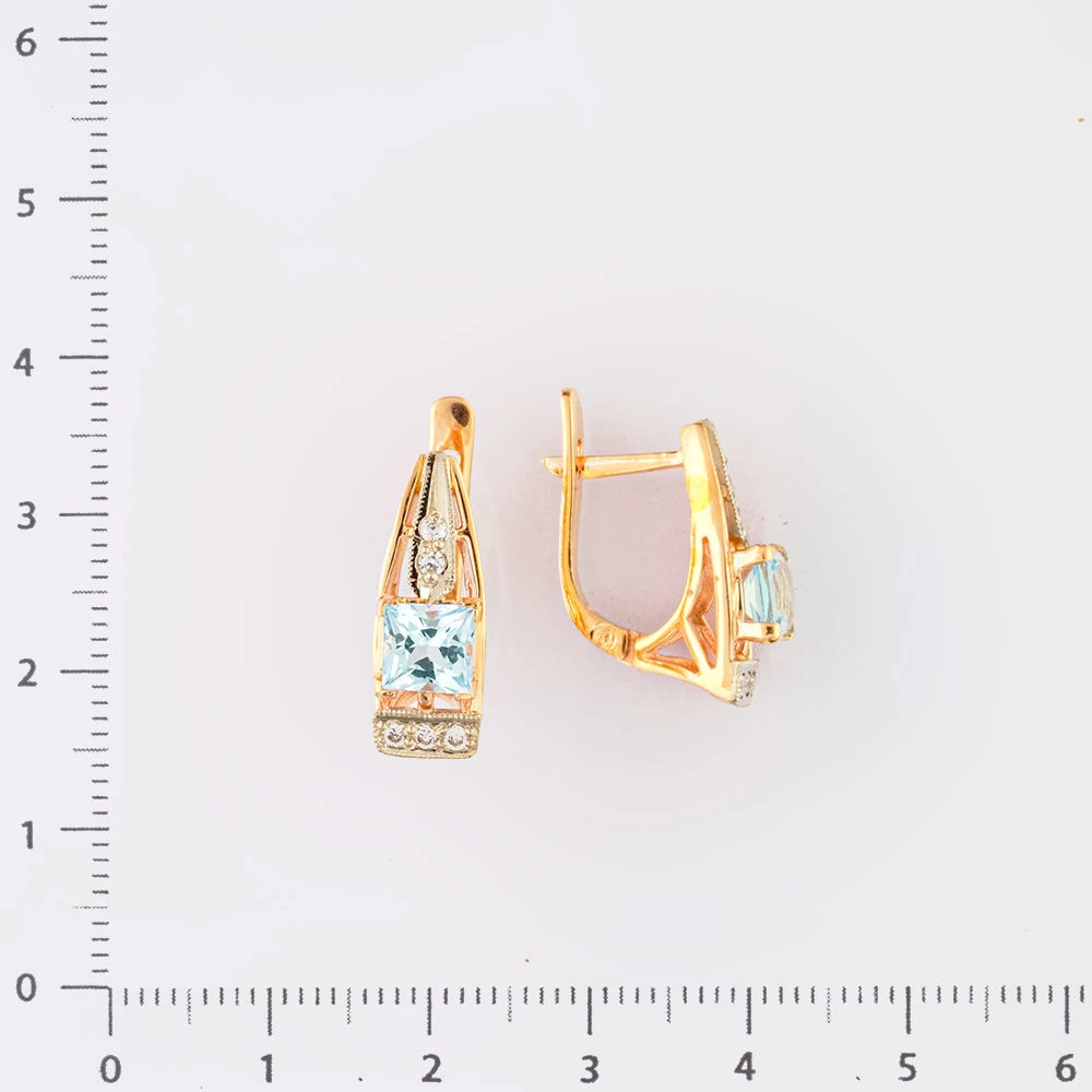 Серьги с топазом из красного золота 585 пробы