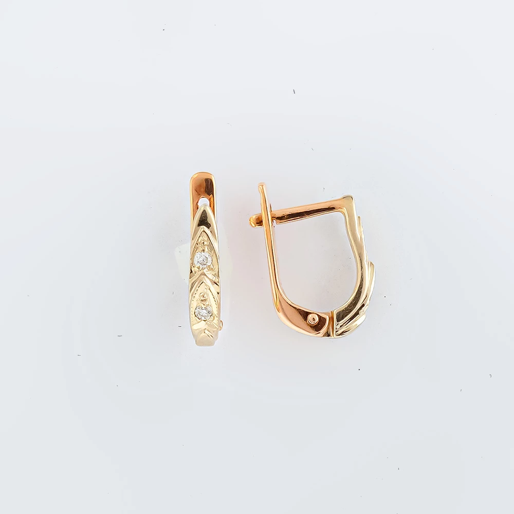 Серьги с бриллиантом из красного золота 500 пробы