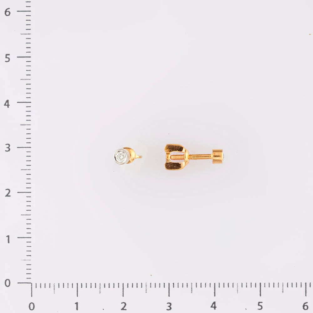 Серьги с бриллиантом из красного золота 585 пробы