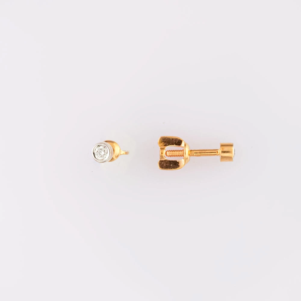 Серьги с бриллиантом из красного золота 585 пробы