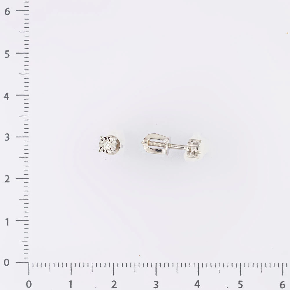 Серьги с бриллиантом из белого золота 585 пробы