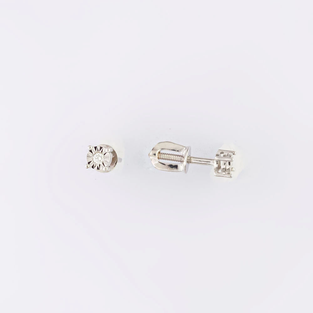 Серьги с бриллиантом из белого золота 585 пробы