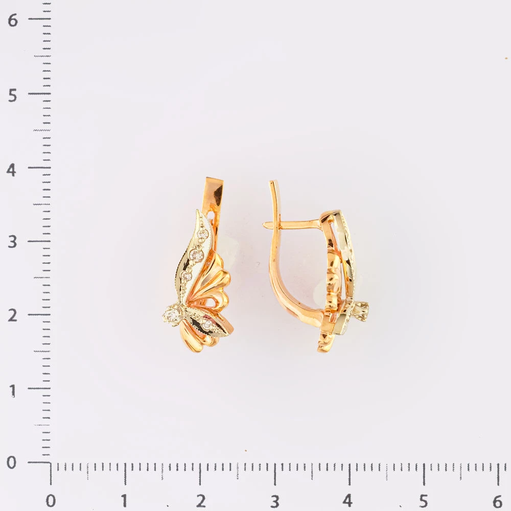 Серьги с бриллиантом из красного золота 585 пробы