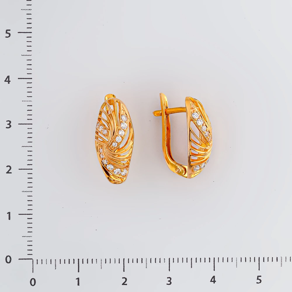 Серьги с фианитом из красного золота 375 пробы