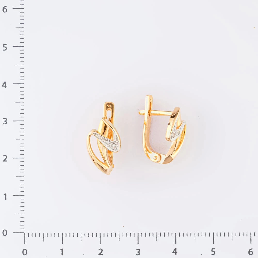 Серьги с фианитом из красного золота 585 пробы