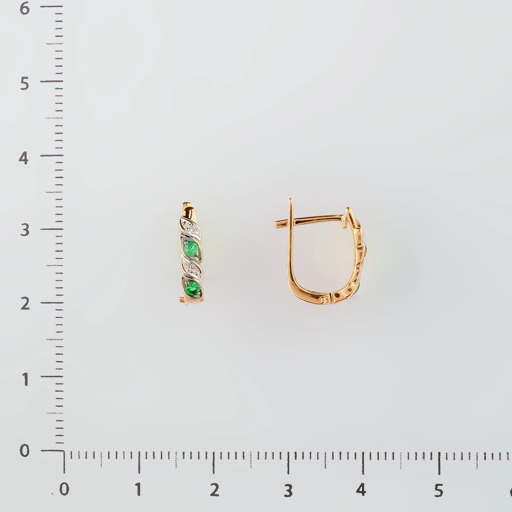 Серьги с изумрудом из красного золота 585 пробы