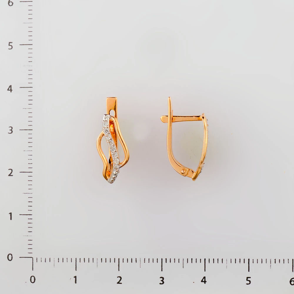Серьги с фианитом из красного золота 585 пробы