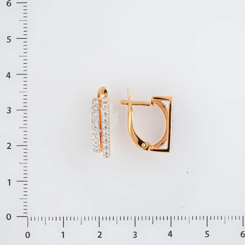 Серьги с фианитом из красного золота 585 пробы