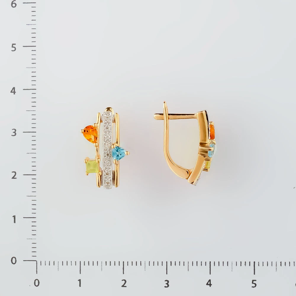 Серьги с топазом из красного золота 585 пробы