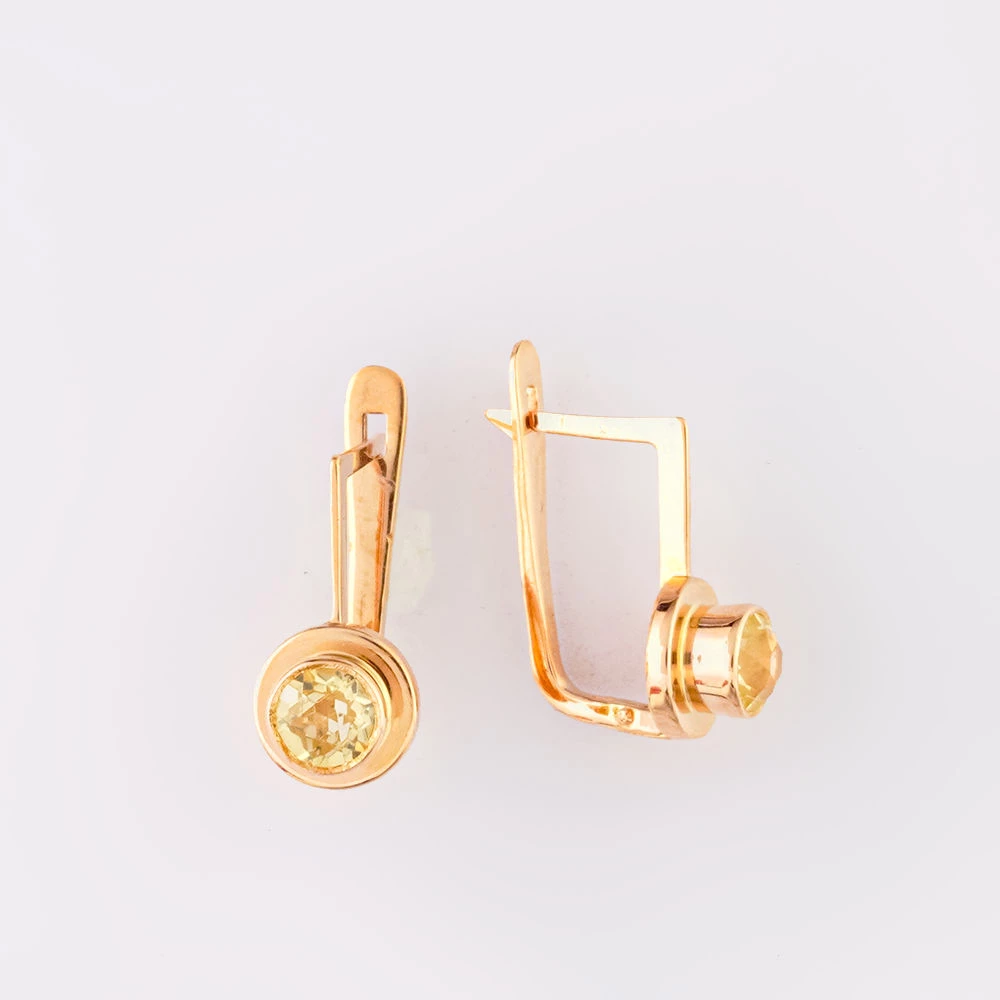 Серьги с фианитом из красного золота 583 пробы