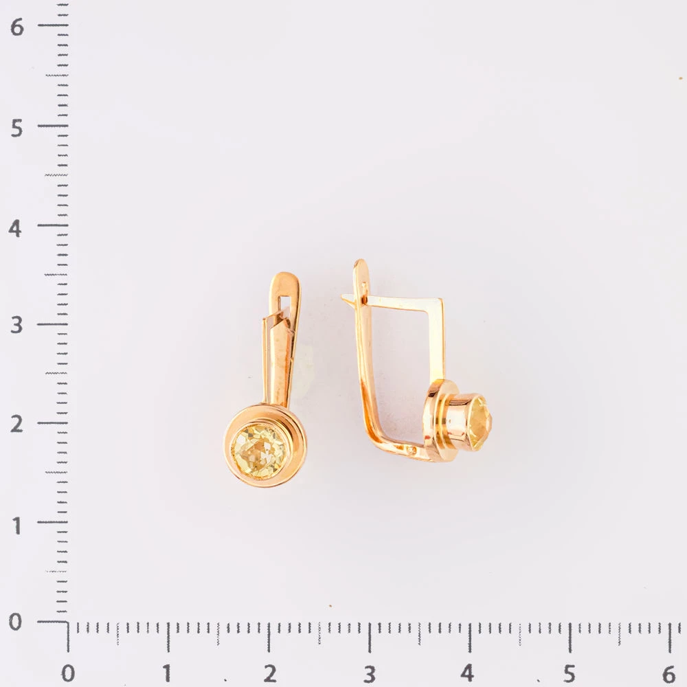 Серьги с фианитом из красного золота 583 пробы