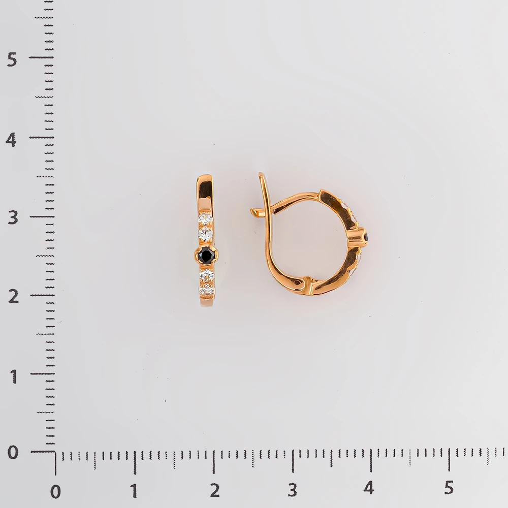 Серьги с фианитом из красного золота 585 пробы