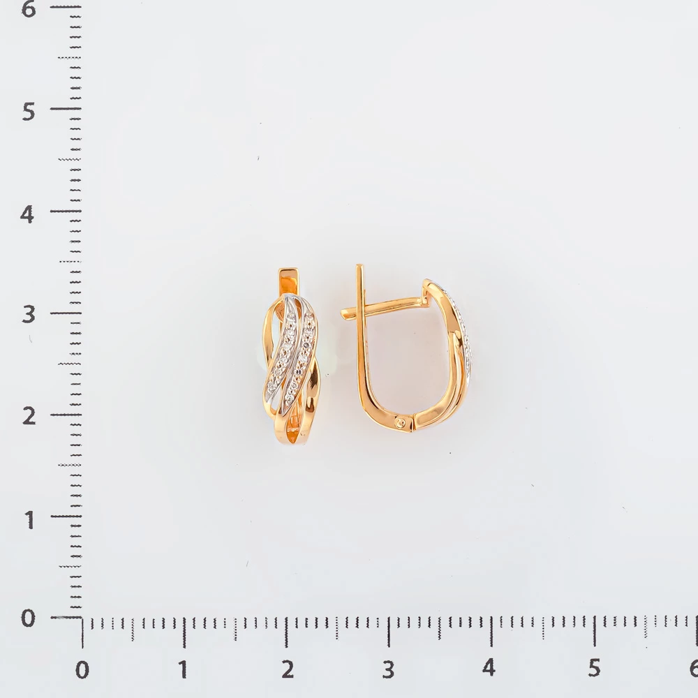 Серьги с бриллиантом из красного золота 585 пробы