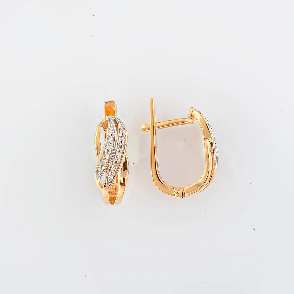 Серьги с бриллиантом из красного золота 585 пробы