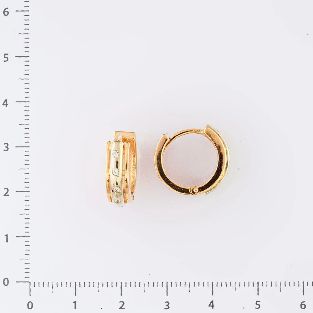 Серьги с фианитом из красного золота 585 пробы