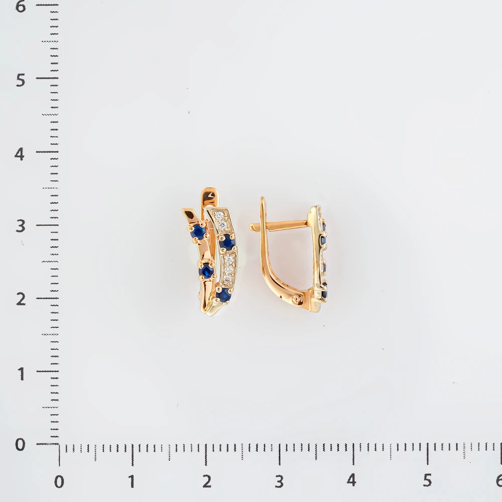 Серьги с сапфиром из красного золота 585 пробы