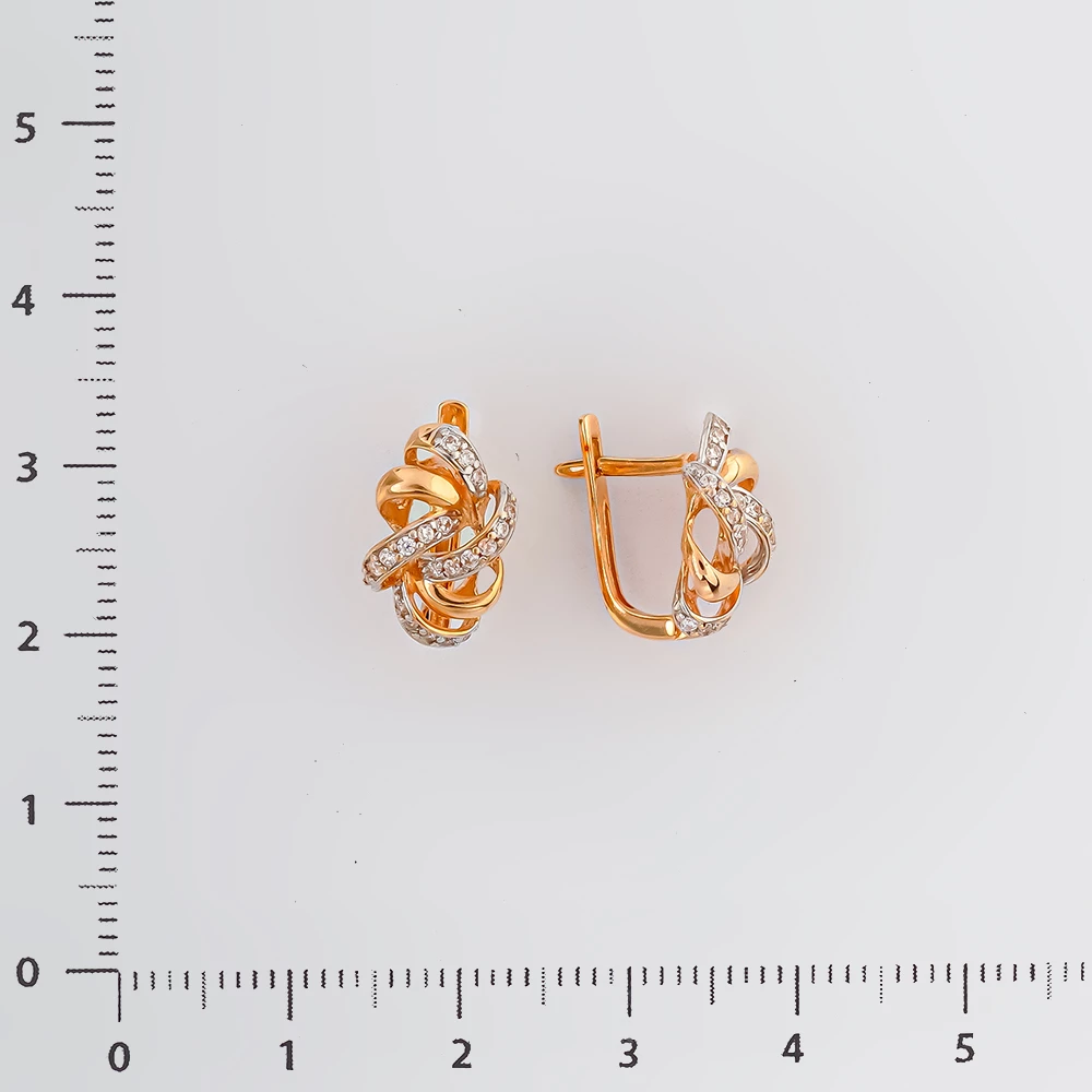 Серьги с фианитом из красного золота 585 пробы