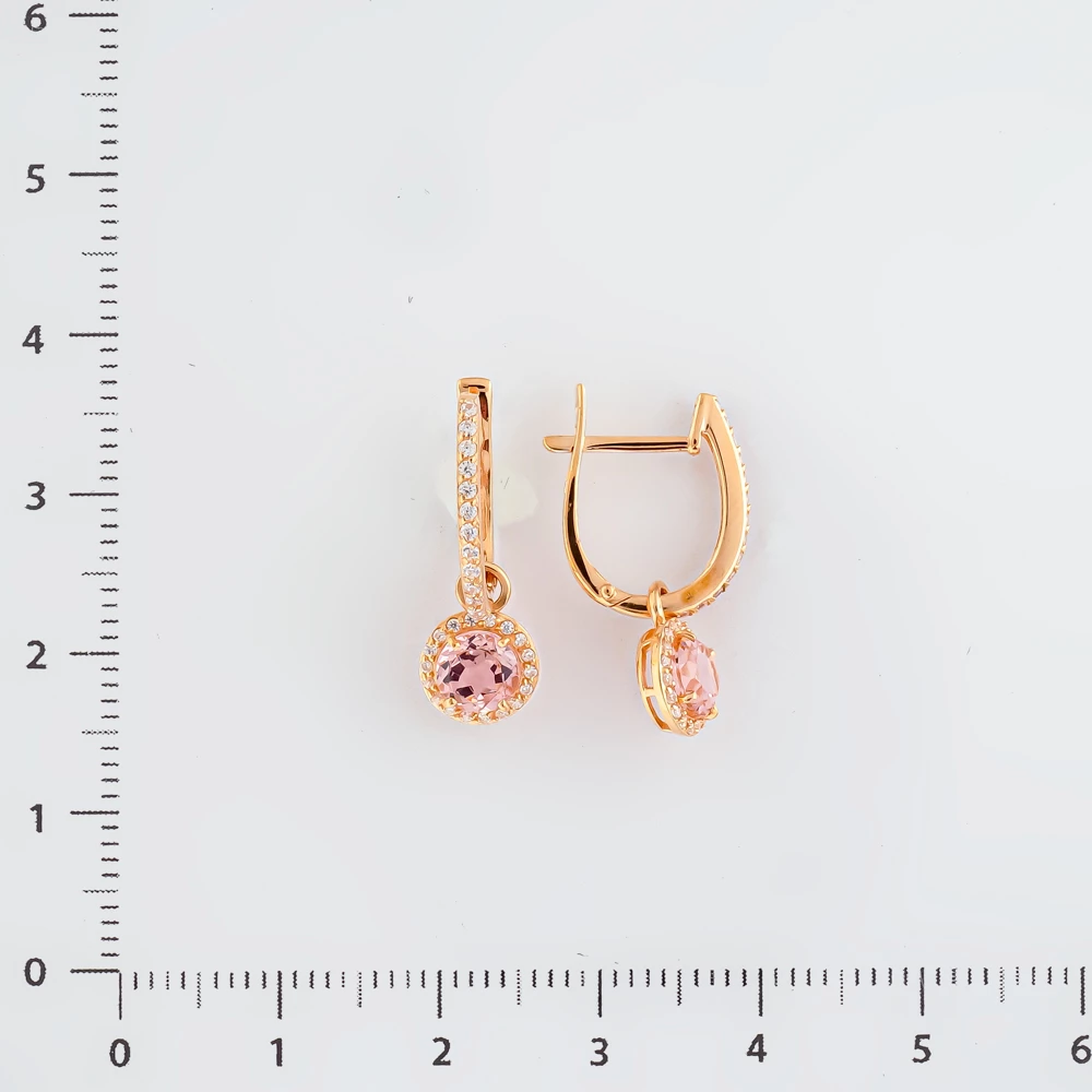 Серьги конго с ситаллом из красного золота 585 пробы