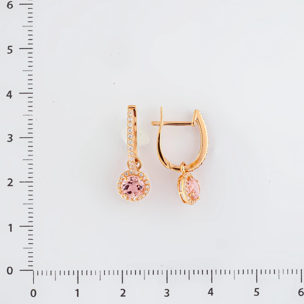Серьги конго с ситаллом из красного золота 585 пробы