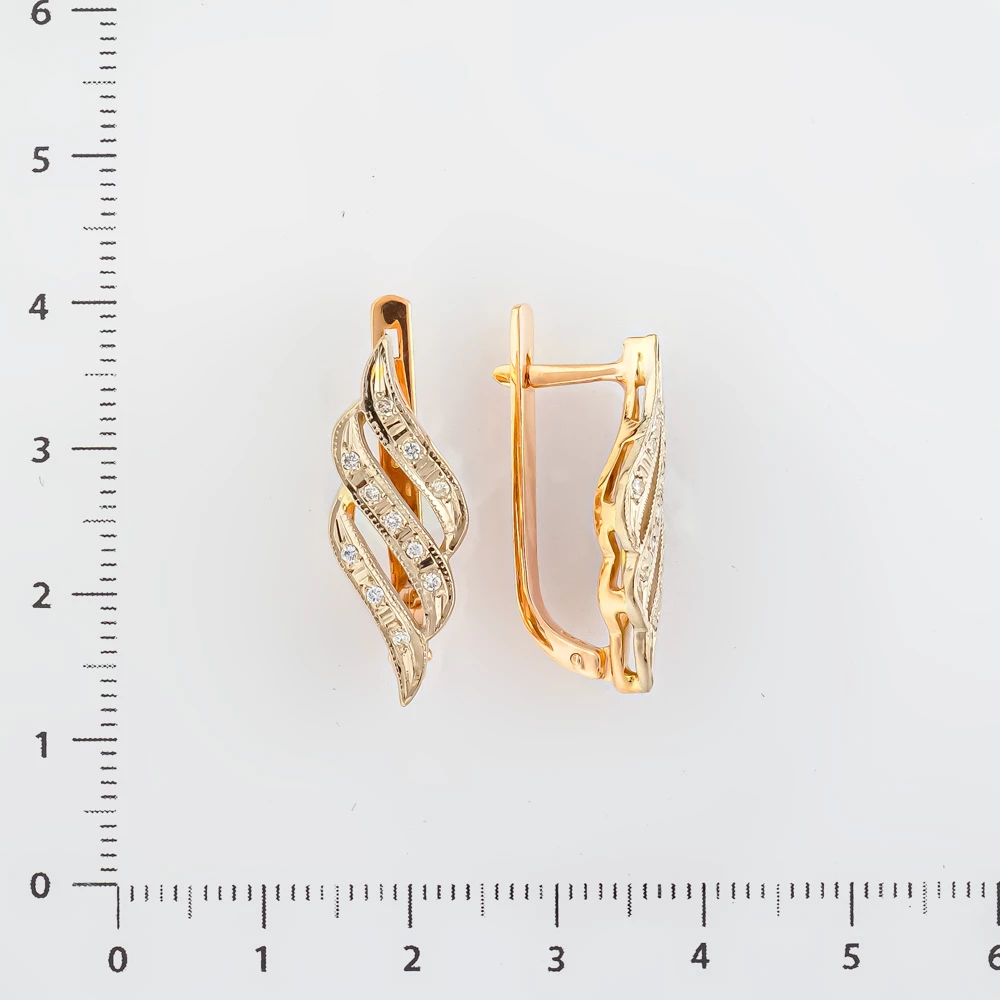 Серьги с бриллиантом из красного золота 585 пробы