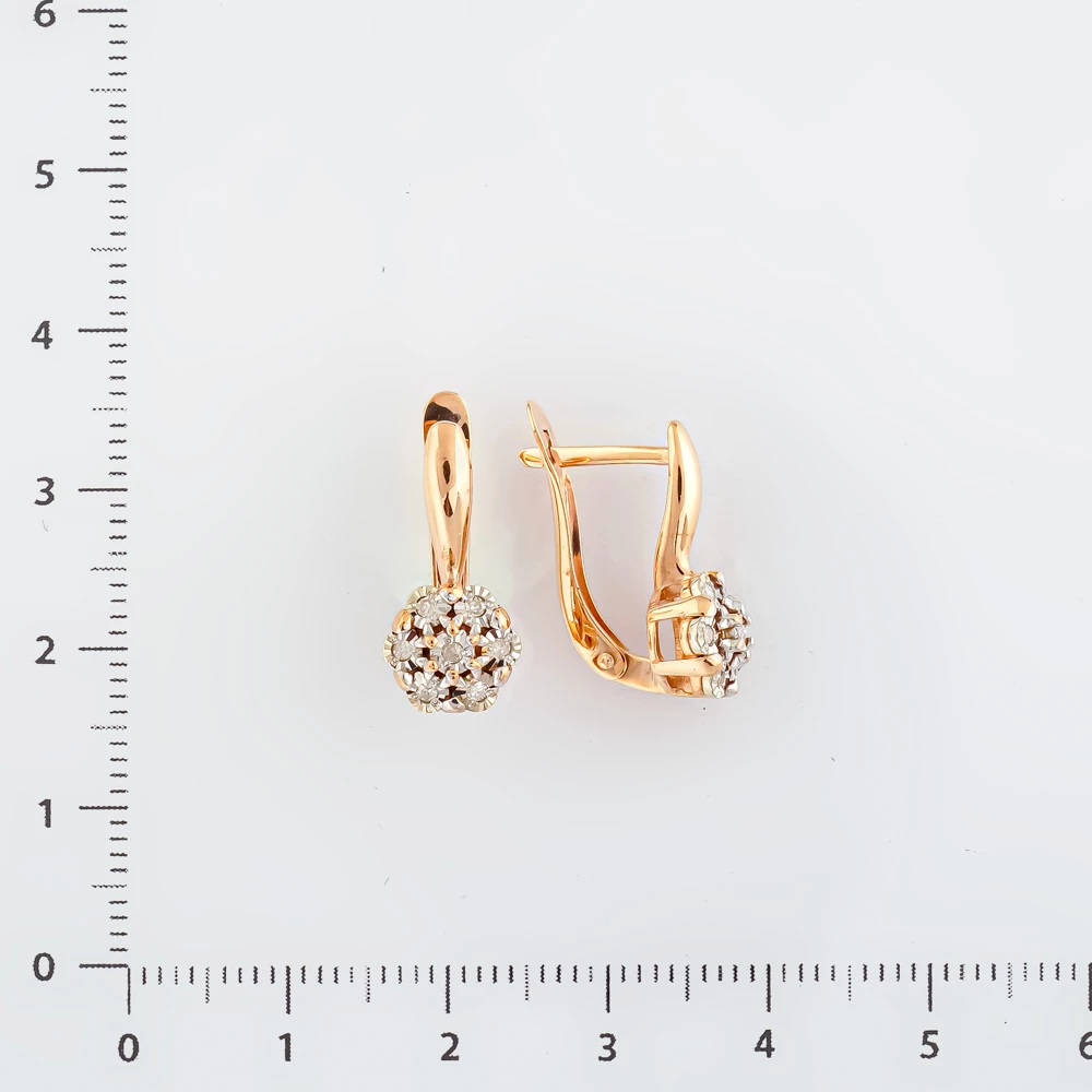 Серьги с бриллиантом из красного золота 375 пробы