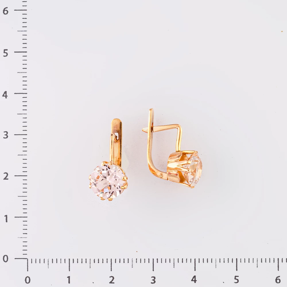 Серьги с фианитом из красного золота 583 пробы