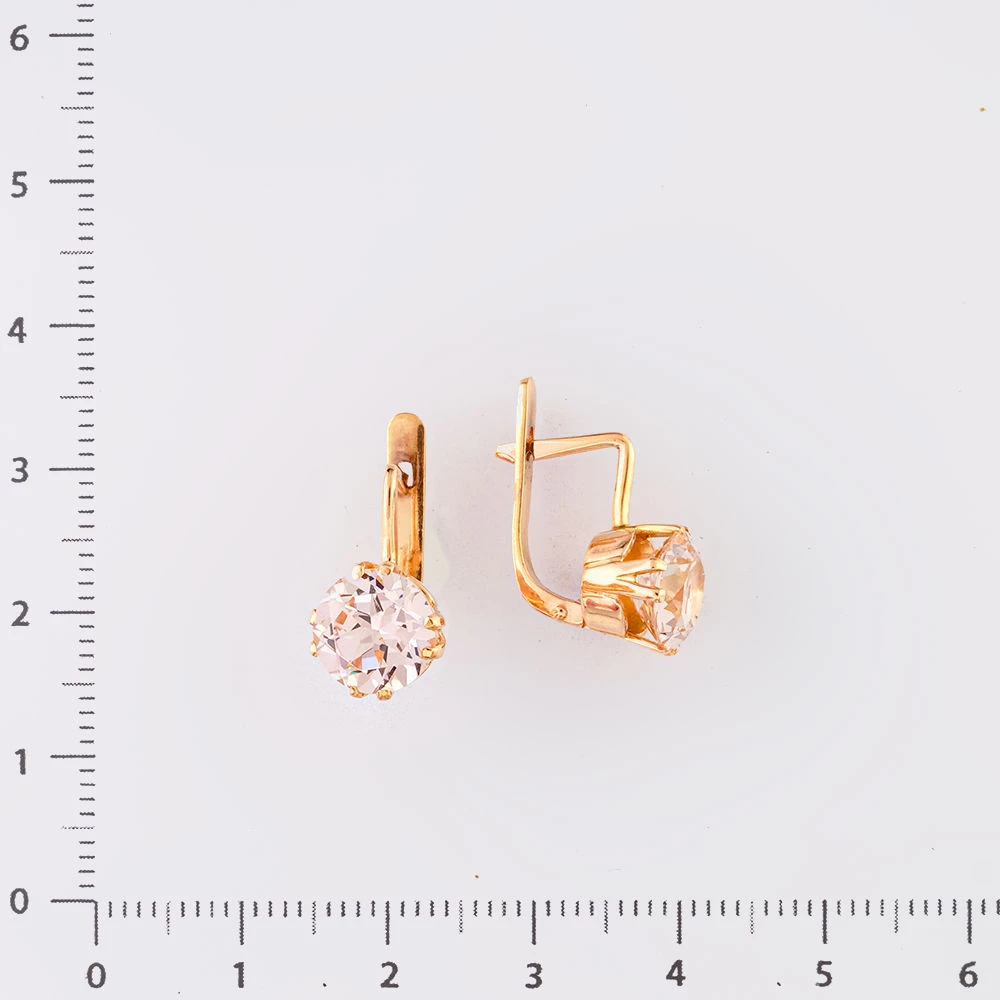 Серьги с фианитом из красного золота 583 пробы