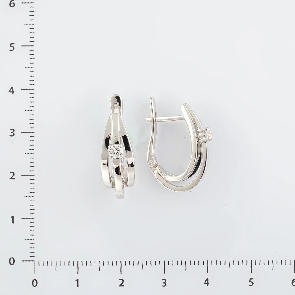 Серьги с бриллиантом из белого золота 585 пробы