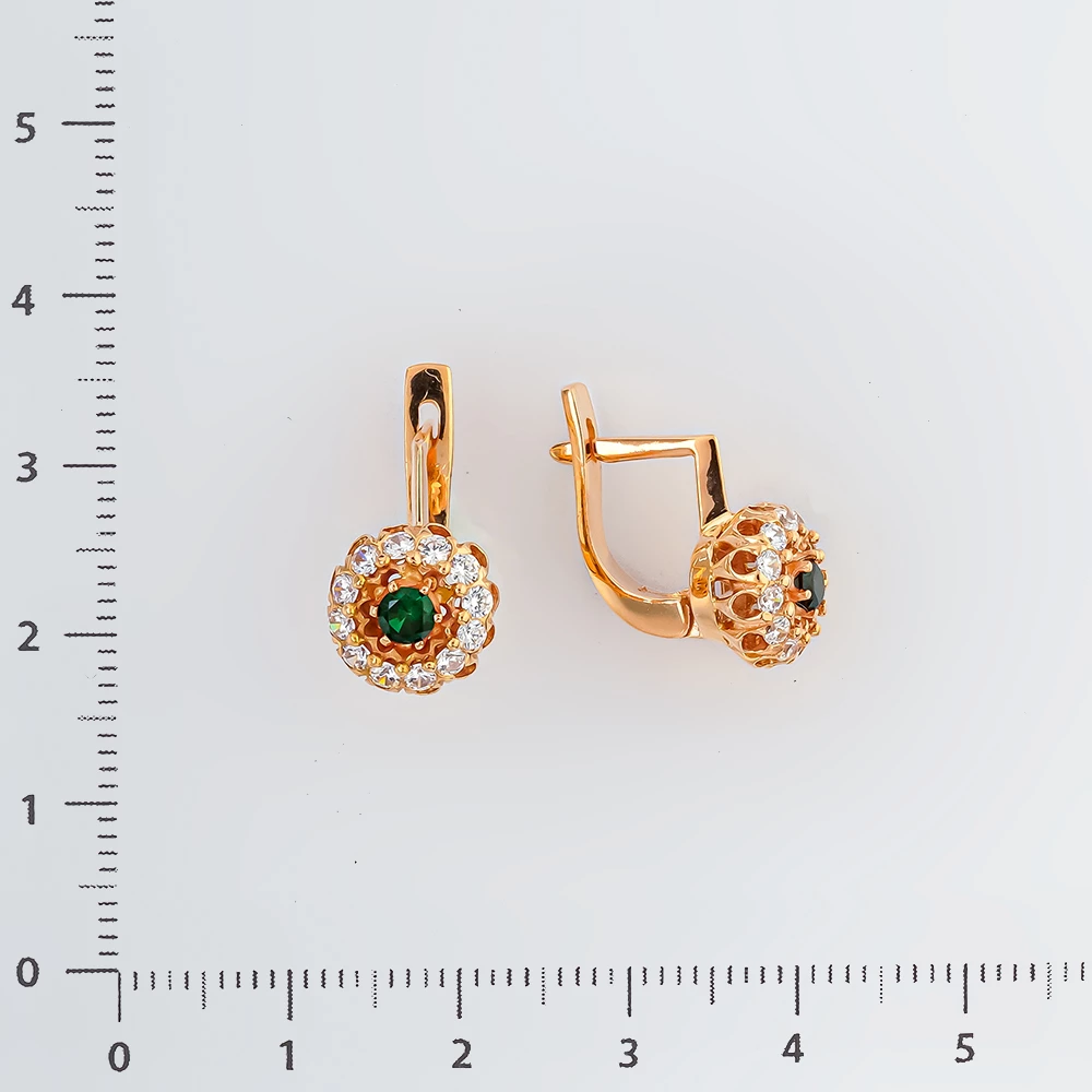 Серьги с ситаллом из красного золота 585 пробы