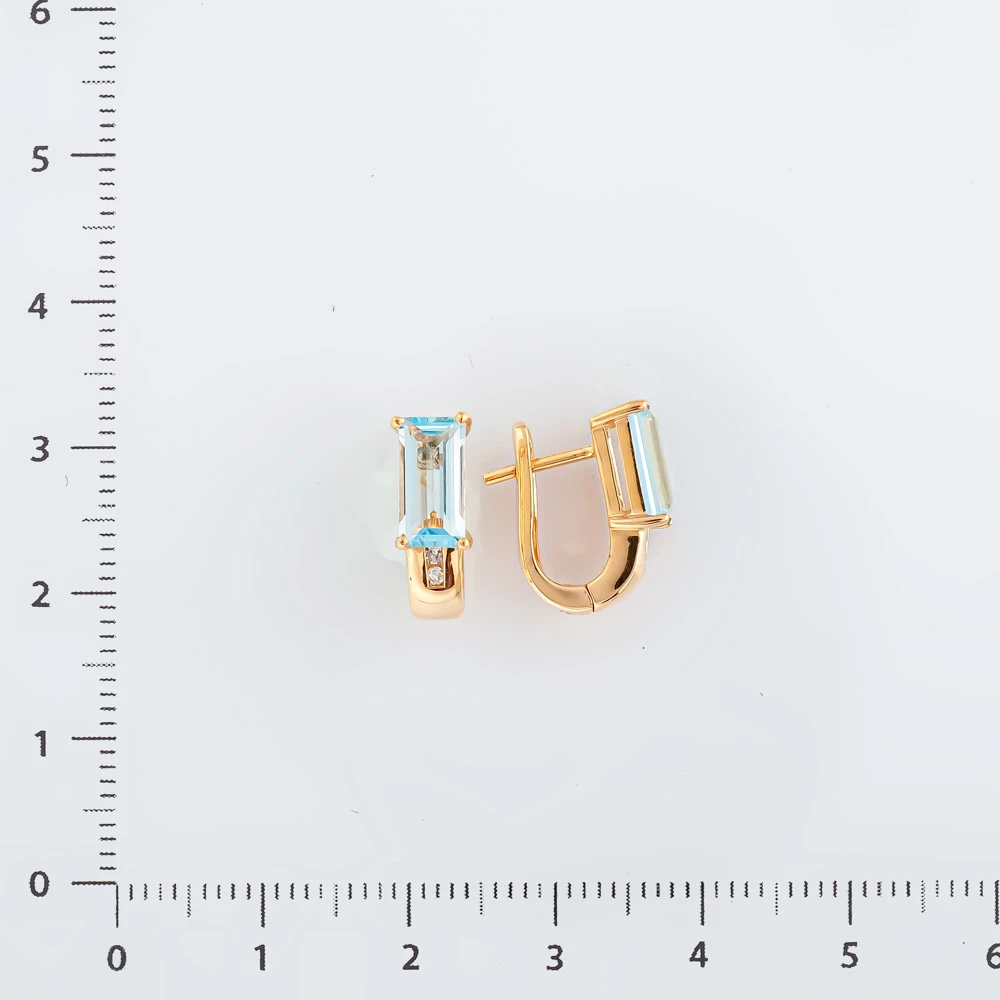 Серьги с топазом из красного золота 585 пробы