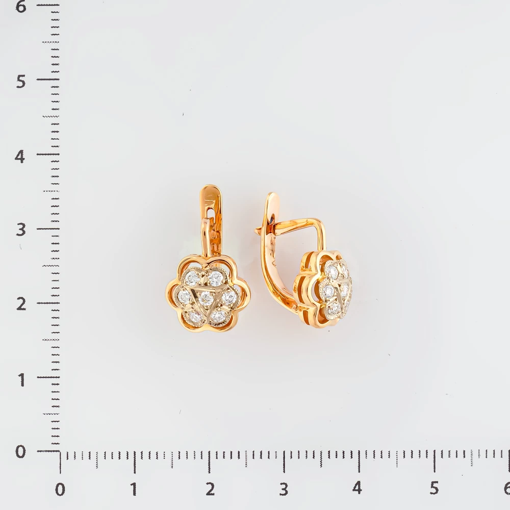 Серьги с бриллиантом из красного золота 585 пробы