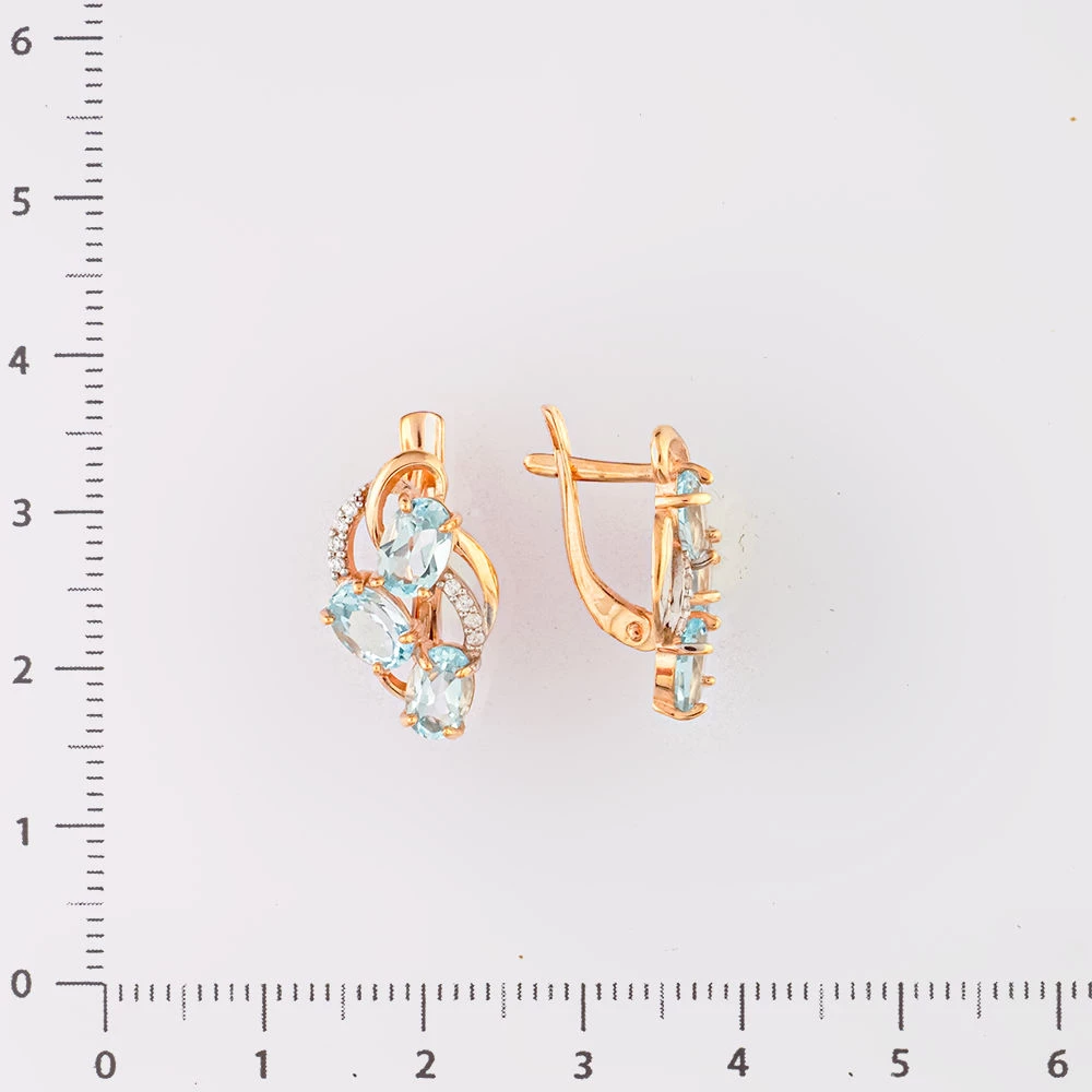 Серьги с топазом из красного золота 375 пробы