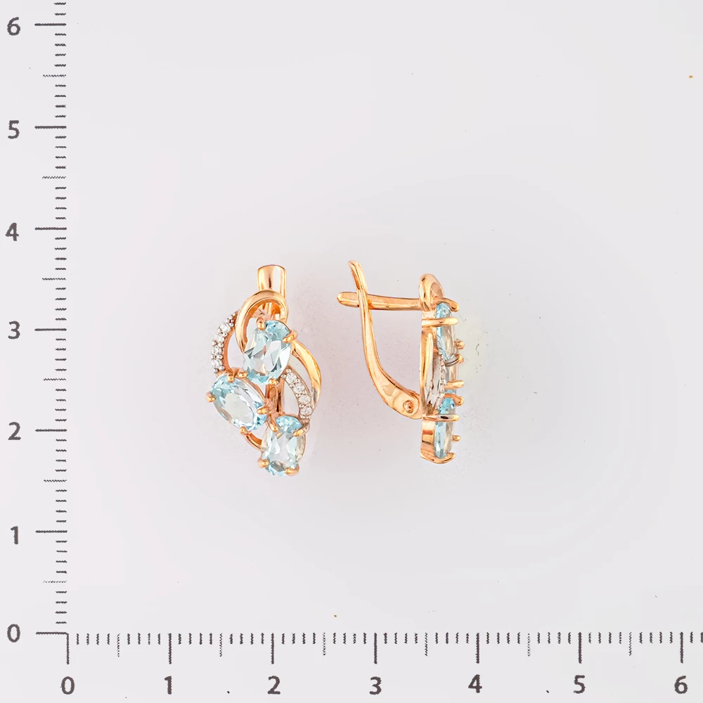 Серьги с топазом из красного золота 375 пробы