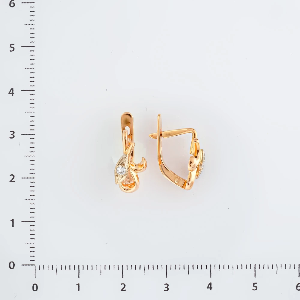 Серьги с бриллиантом из красного золота 585 пробы