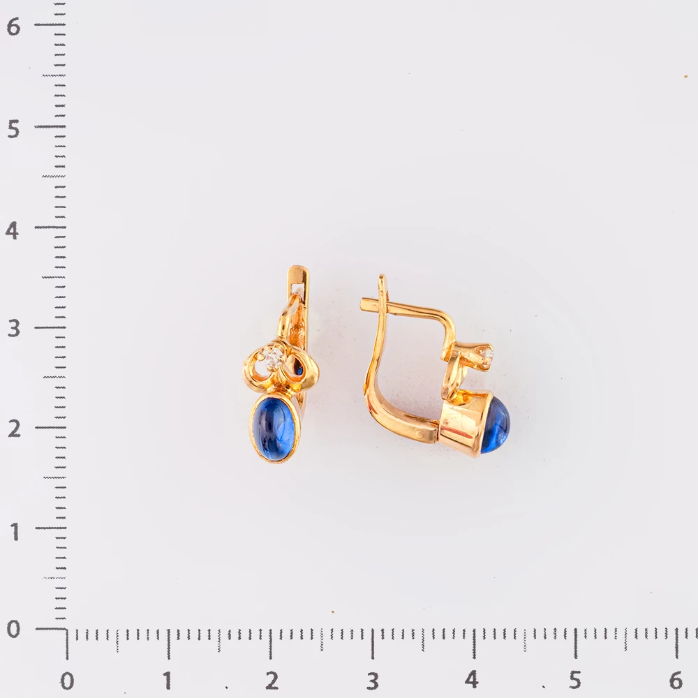 Серьги с фианитом из красного золота 585 пробы