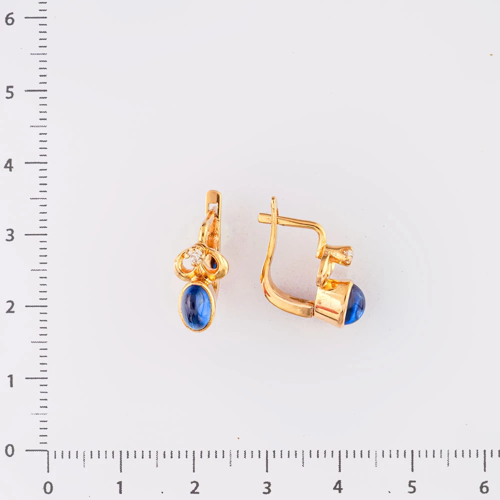 Серьги с фианитом из красного золота 585 пробы