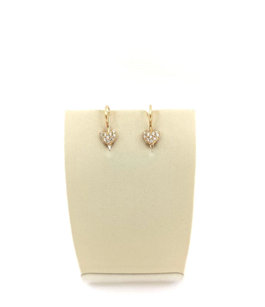 Серьги с фианитом из красного золота 585 пробы