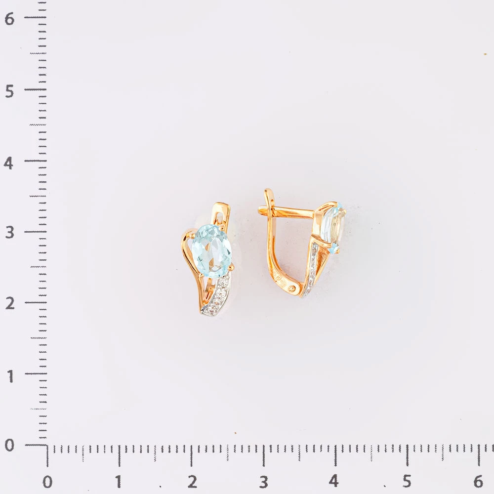 Серьги с топазом из красного золота 585 пробы