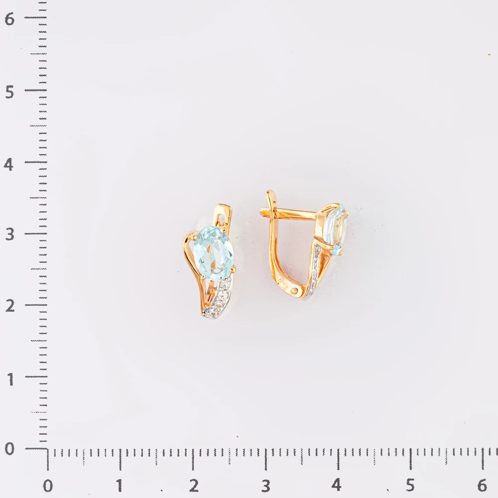 Серьги с топазом из красного золота 585 пробы