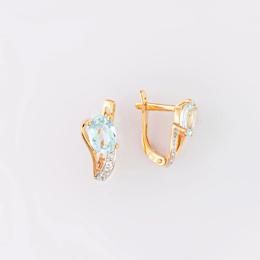 Серьги с топазом из красного золота 585 пробы