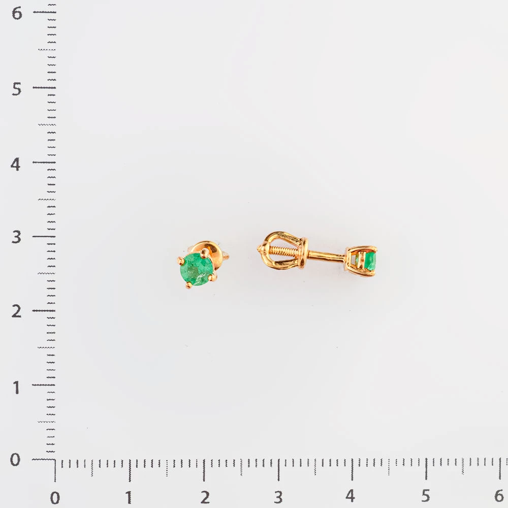 Серьги с изумрудом из красного золота 585 пробы