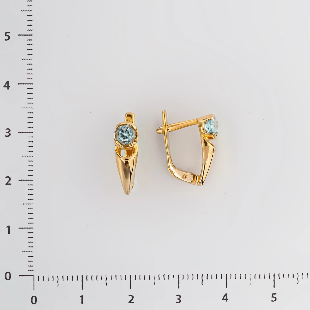 Серьги с топазом из желтого золота 750 пробы