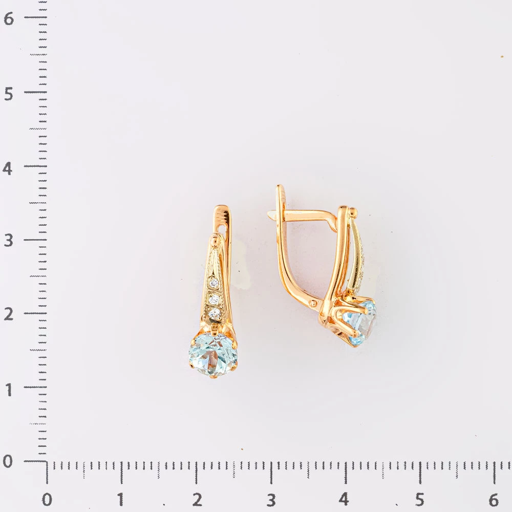 Серьги с бриллиантом из красного золота 585 пробы