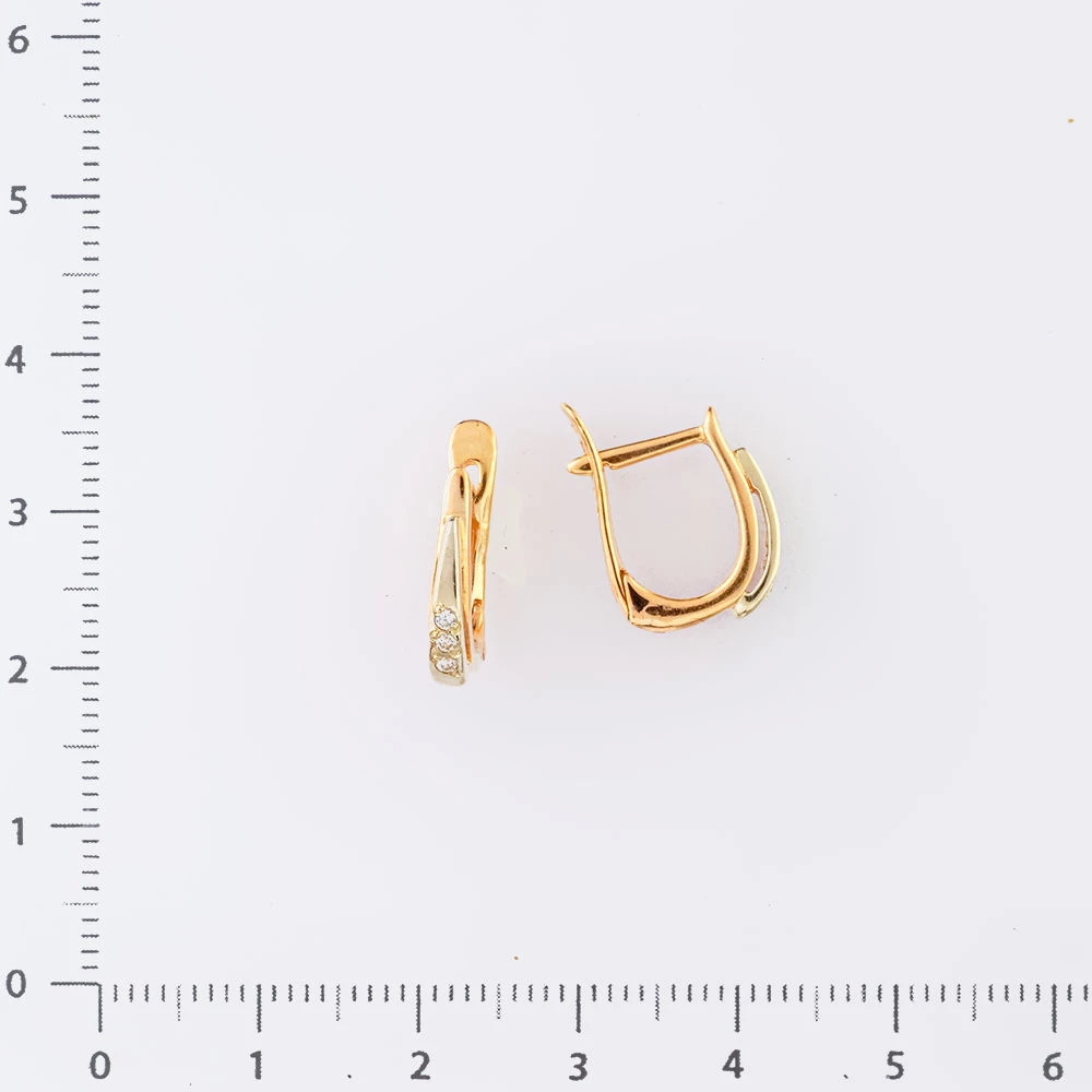 Серьги с фианитом из красного золота 585 пробы