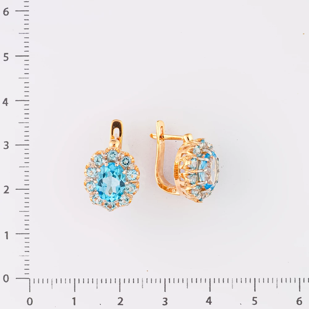 Серьги с топазом из красного золота 585 пробы