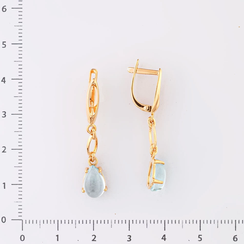 Серьги с топазом из красного золота 585 пробы
