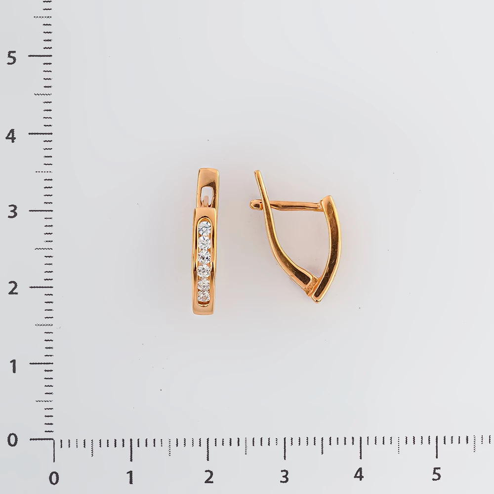 Серьги с фианитом из красного золота 585 пробы