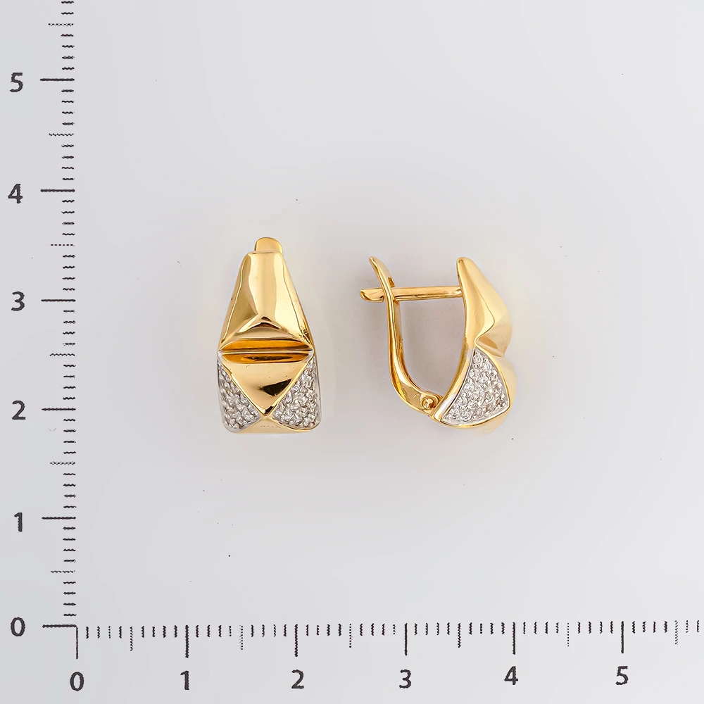 Серьги с фианитом из желтого золота 585 пробы