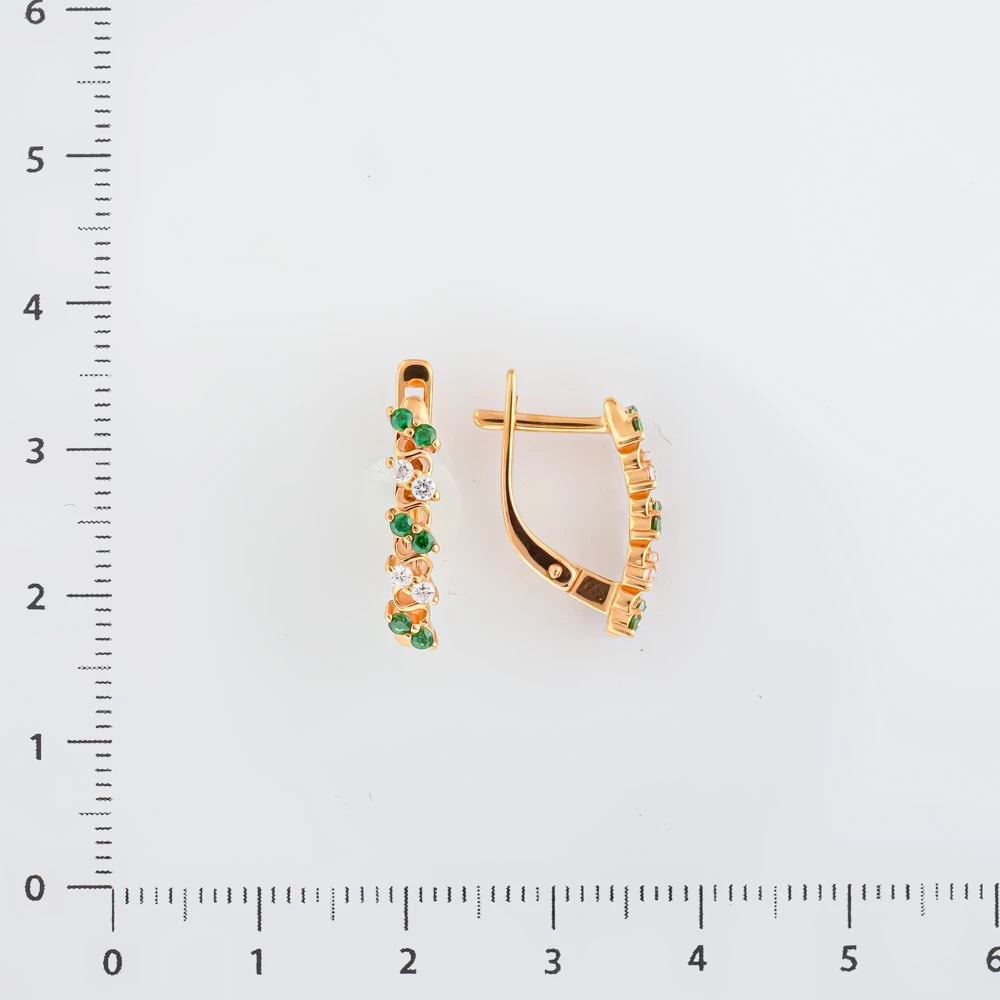 Серьги с фианитом из красного золота 585 пробы